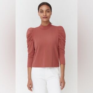 Cuyana French Terry Puff Sleeve Sweatshirt Deep Blush Pink Womens Size XS
